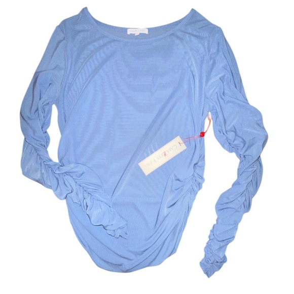 Casa Zeta-Jones | Ruffled Long Sleeve Semi-Sheer Blouse Top - Size L - NWT - Picture 10 of 11
